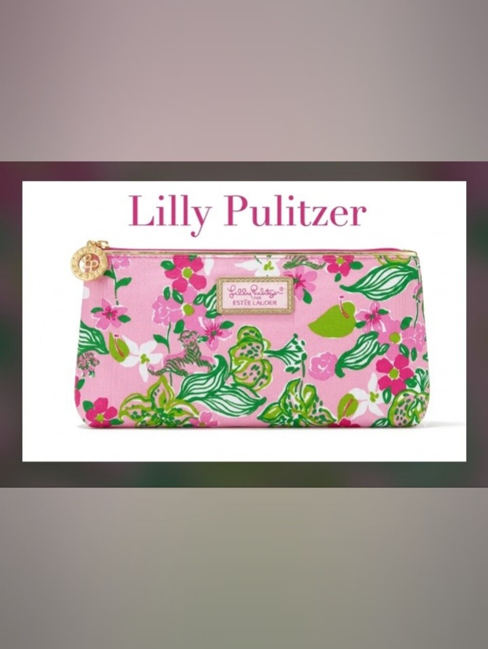 Lilly Pulitzer Pink Floral Zip Cosmetic Pouch!